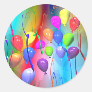 Bright Birthday Balloons Runder Aufkleber