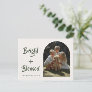 Bright & Blessed Foto Familie Weihnachtskarte Postkarte