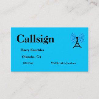 Bright Blue Amateur Radio Call Sign Visitenkarte