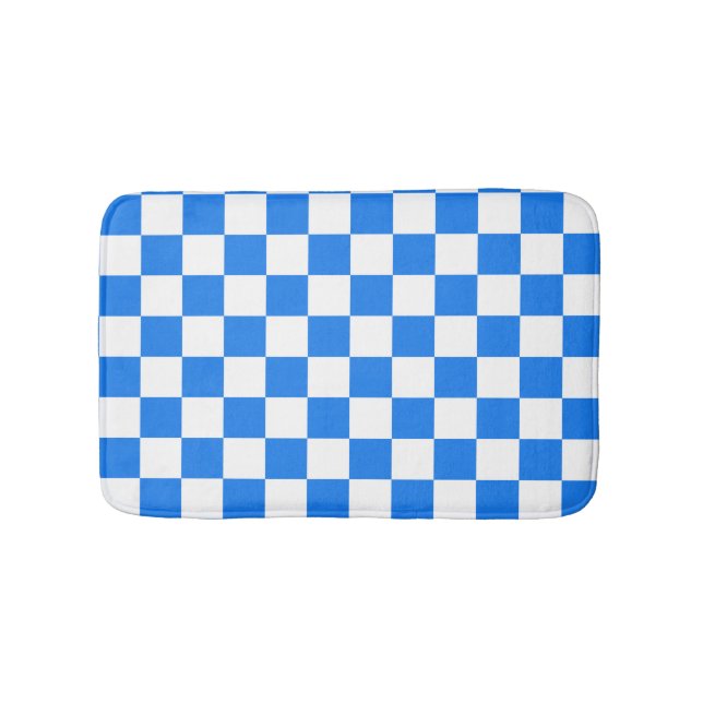 Bright Blue and White Checkers Badematte (Vorderseite)