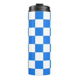 Bright Blue and White Checkers Thermosbecher