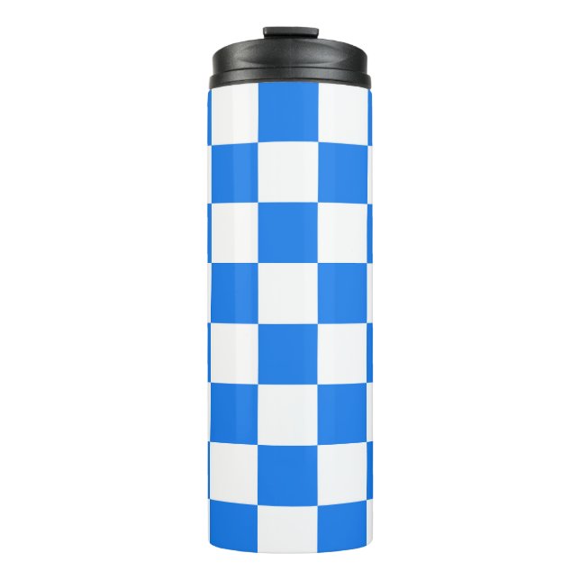 Bright Blue and White Checkers Thermosbecher (Vorderseite)