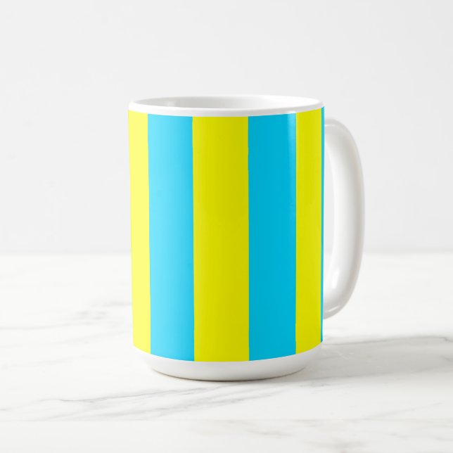 Bright Blue and Yellow Stripes  Kaffeetasse (VorderseiteRechts)