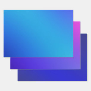 Bright Blue Aqua Ombre Gradient Geschenkpapier Set