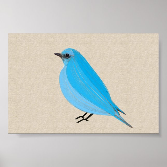 Bright Blue Bird Tanager auf Linen Leinwand Poster (Vorne)