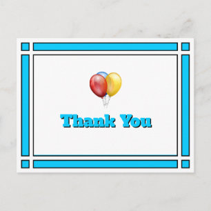 Bright Blue Birthday Balloons Danke Postcard Postkarte