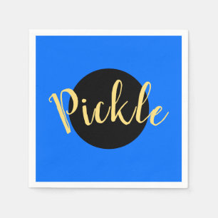 Bright Blue Black Middle Circle Pickleball Motto Serviette