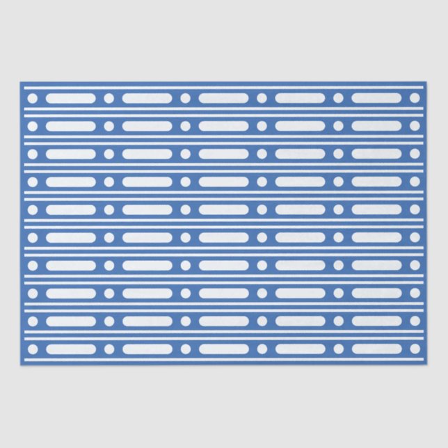 Bright Blue Bone Inlay Border Dots Decoupage Paper Seidenpapier (Vorderseite)