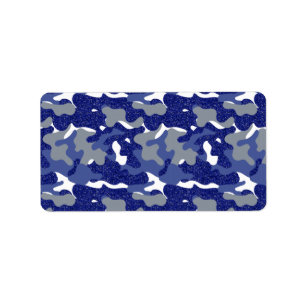 Bright Blue Camouflage Sparkle Camouflage Soldier Adressaufkleber