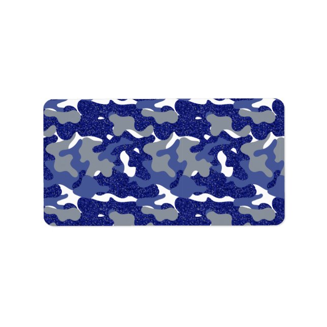 Bright Blue Camouflage Sparkle Camouflage Soldier Adressaufkleber (Vorne)