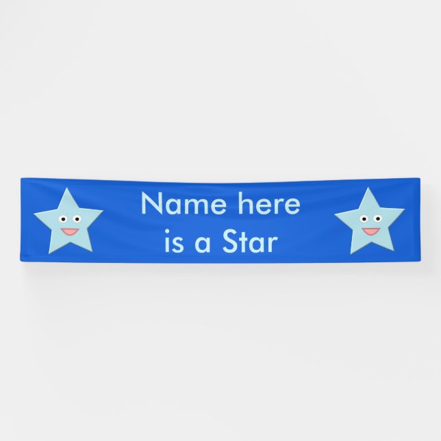 Bright Blue Celebration Star Custom Banner (Horizontal)