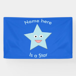 Bright Blue Celebration Star Custom Banner