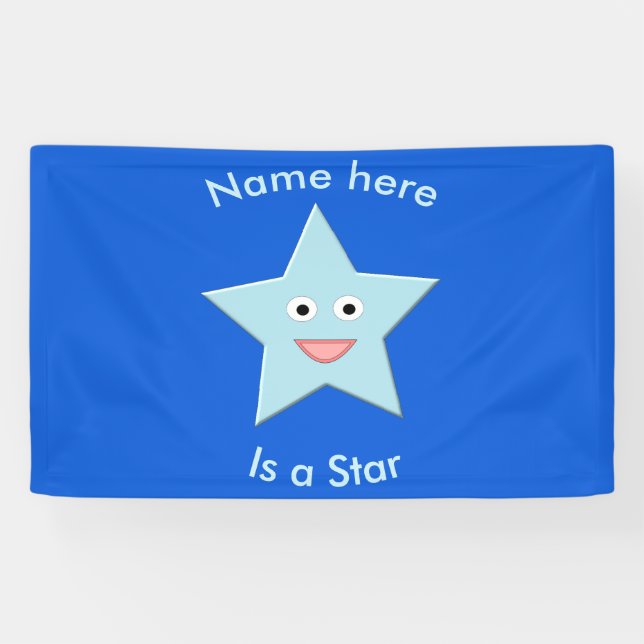 Bright Blue Celebration Star Custom Banner (Horizontal)