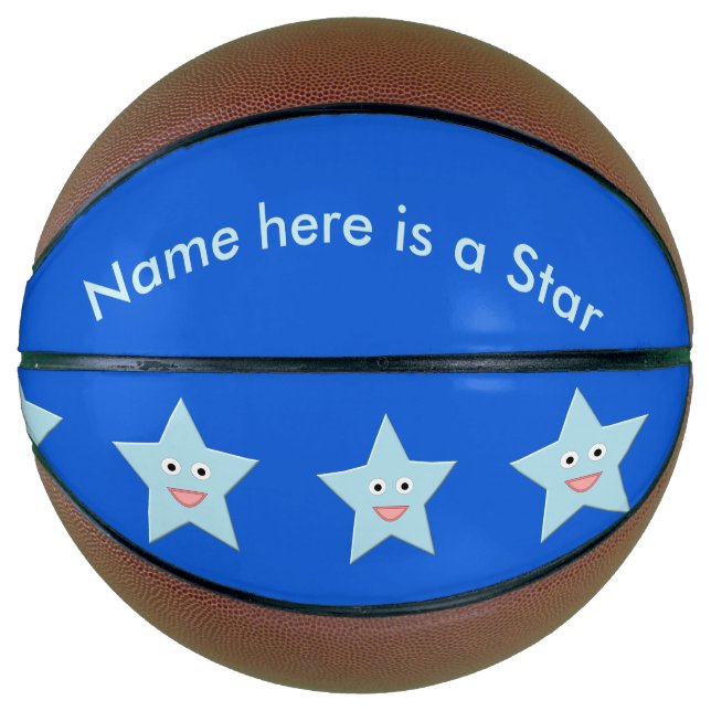 Bright Blue Celebration Star Custom Basketballs (Vorderseite)