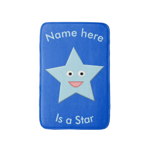 Bright Blue Celebration Star Custom Bath Mat Badematte