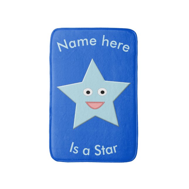 Bright Blue Celebration Star Custom Bath Mat Badematte (Vorderseite Vertikal)