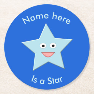 Bright Blue Celebration Star Custom Paper Unterset Runder Pappuntersetzer