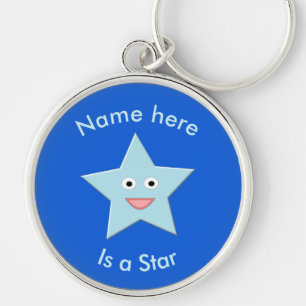 Bright Blue Celebration Star Custom Schlüsselanhän Schlüsselanhänger