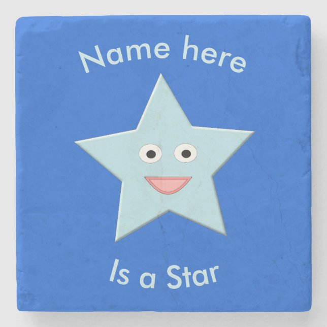 Bright Blue Celebration Star Custom Stone Unterset Steinuntersetzer (Vorderseite)