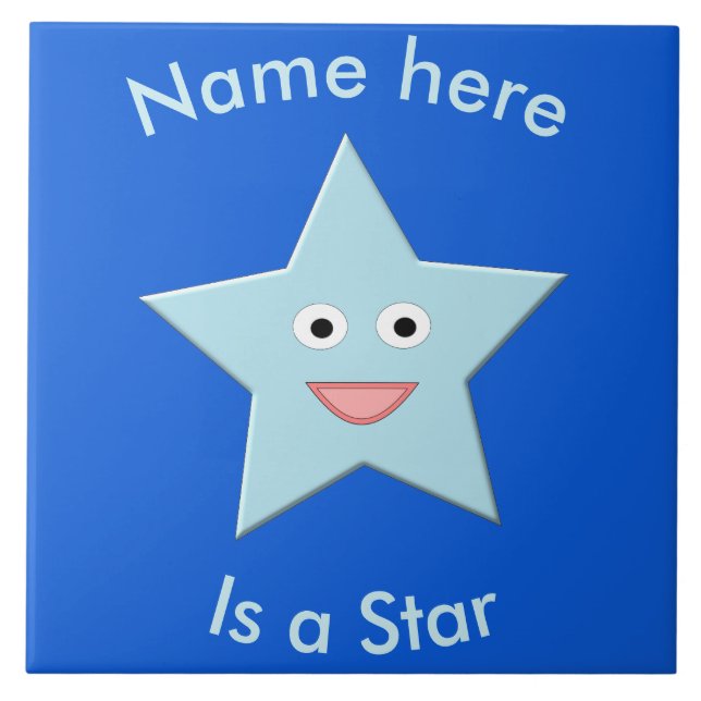 Bright Blue Celebration Star Custom Tile Fliese (Vorderseite)