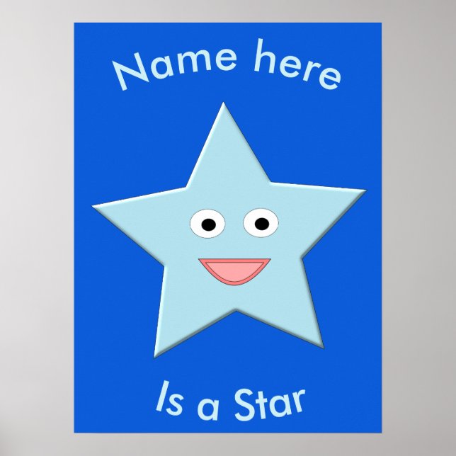 Bright Blue Celebration Star Poster (Vorne)