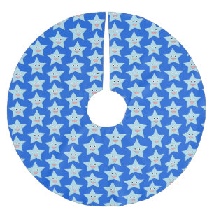 Bright Blue Celebration Star Tree Skirt Polyester Weihnachtsbaumdecke