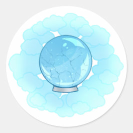 Bright Blue Cracking Crystal Ball Runder Aufkleber
