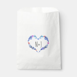 Bright Blue Floral Herz Botanische Gefälligkeit Geschenktütchen