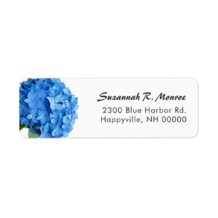 Bright Blue Floral Hydrangea Weiße Rücksendeadress
