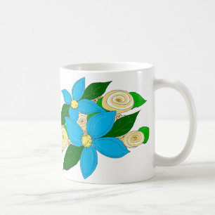 Bright Blue Floral Tasse