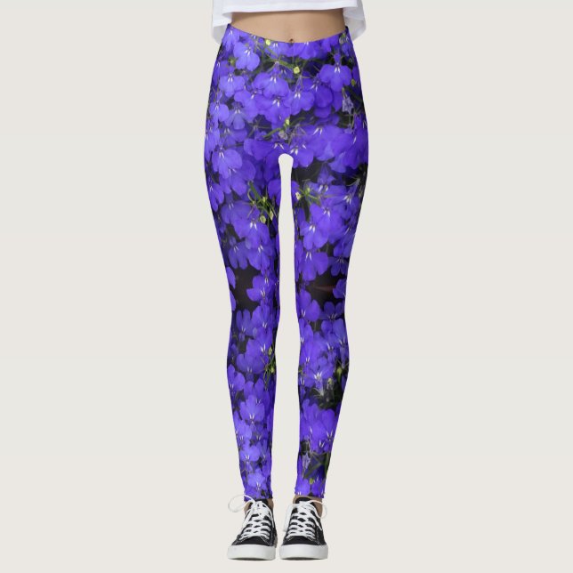 Bright Blue Flowers Muster Legging Leggings (Vorderseite)