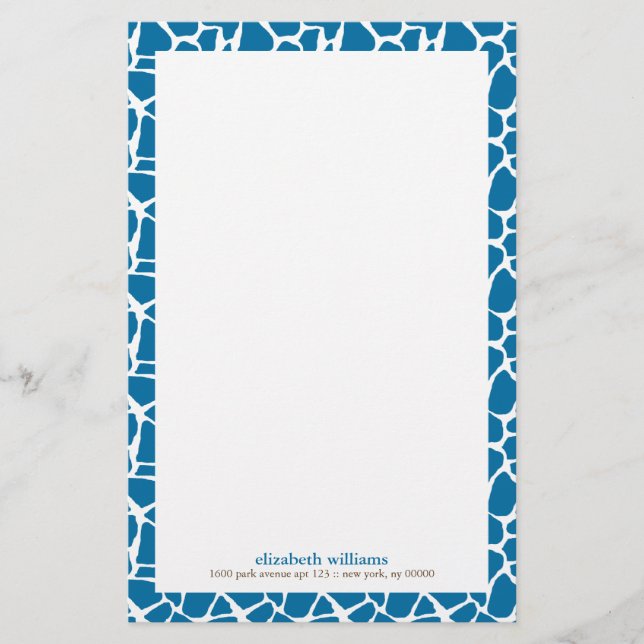 Bright Blue Giraffe Muster Briefpapier (Vorderseite)
