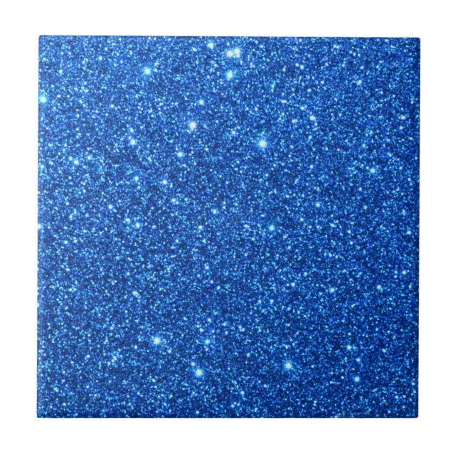 Bright Blue Glitter Sparkles Fliese (Vorderseite)