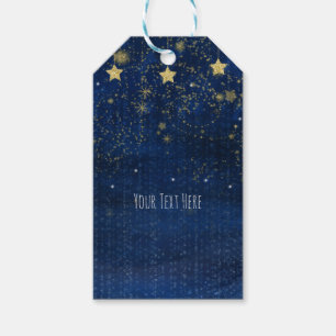 Bright Blue & Gold Starry Celestial Gastgeschenk Geschenkanhänger