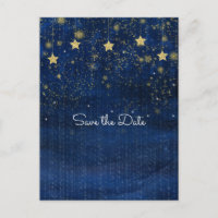 Bright Blue & Gold Starry Celestial Save the Date
