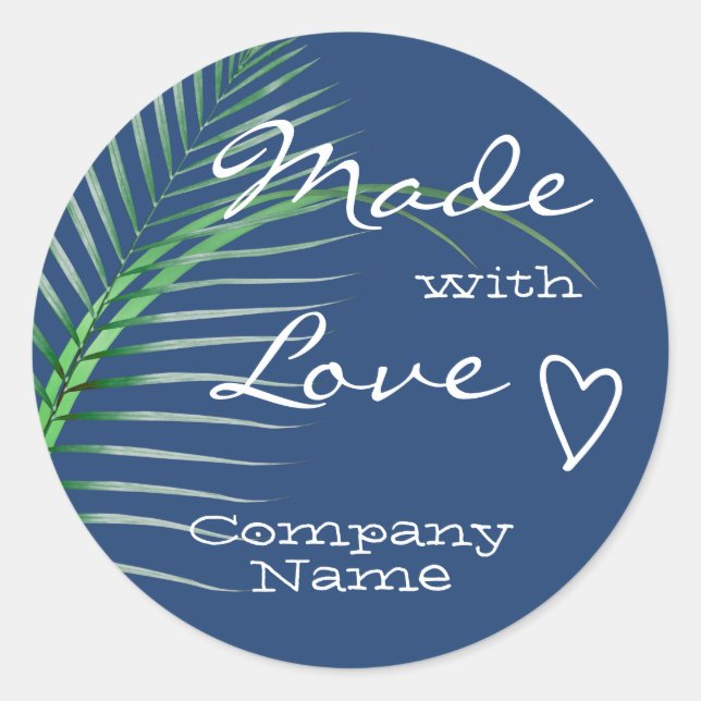 Bright Blue Green Tree Leaf aus Liebe Classic Runder Aufkleber (Vorderseite)
