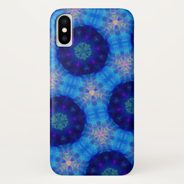 Bright Blue Hexagon Kaleidoskop Muster Case-Mate iPhone Hülle (Rückseite)