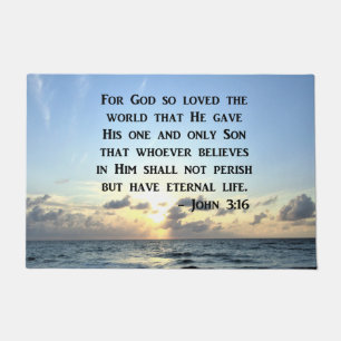 BRIGHT BLUE JOHN 3:16 OCEAN FOTO DESIGN FUßMATTE
