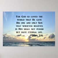 BRIGHT BLUE JOHN 3:16 OCEAN FOTO DESIGN
