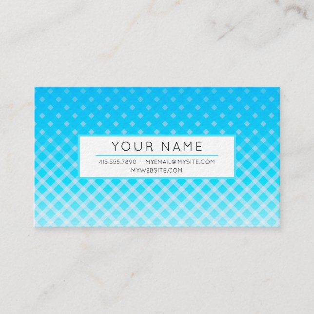 Bright Blue Kariert Business Card Visitenkarte (Vorderseite)