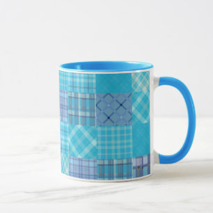 Bright Blue Madras Kariert Tasse