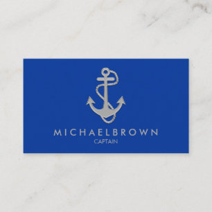 Bright Blue Marine Nautical Anchor Visitenkarte