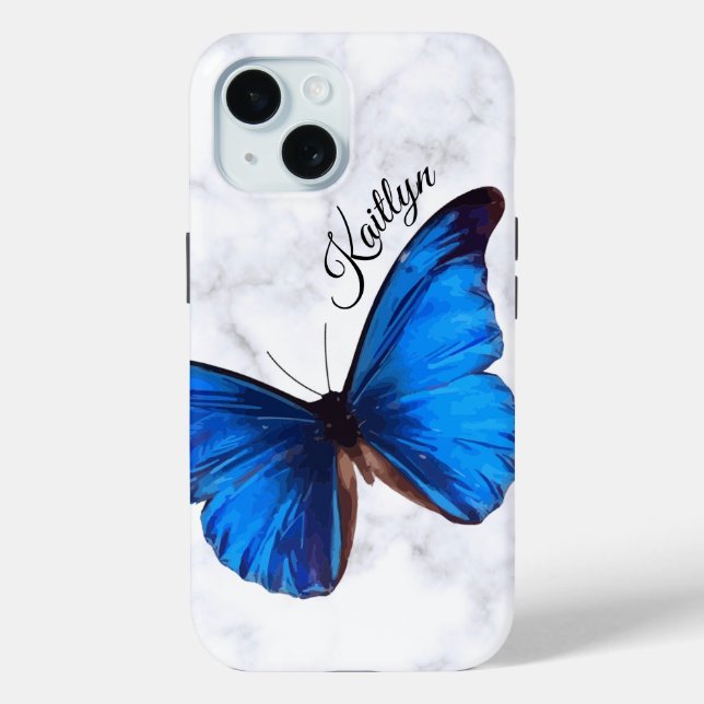 Bright Blue Morpho Butterfly | Benutzerdefinierter Case-Mate iPhone Hülle (Rückseite)
