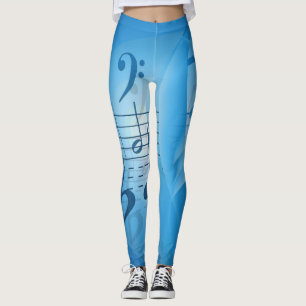 Bright Blue Musiknoten Leggings