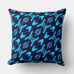 Bright Blue Neon Diagonal Muster Kissen Kissen