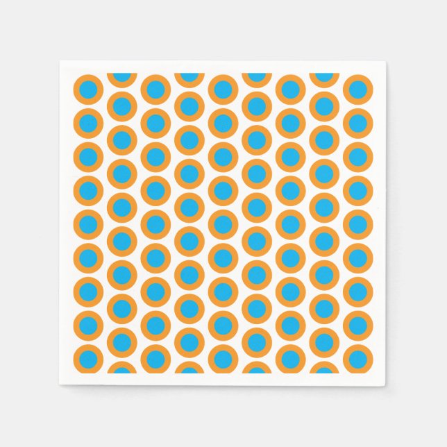 Bright Blue Orange Polka Dots Modern Funky Serviette (Vorderseite)