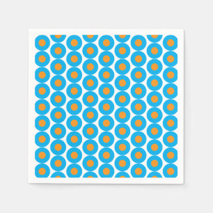 Bright Blue Orange Polka Dots Modern Funky Serviette