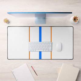 Bright Blue Orange Vertikal Racing Streifen Weiß Schreibtischunterlage