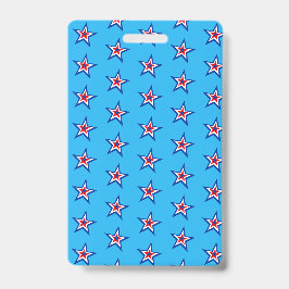 Bright Blue Red & White Star Muster Ausweis