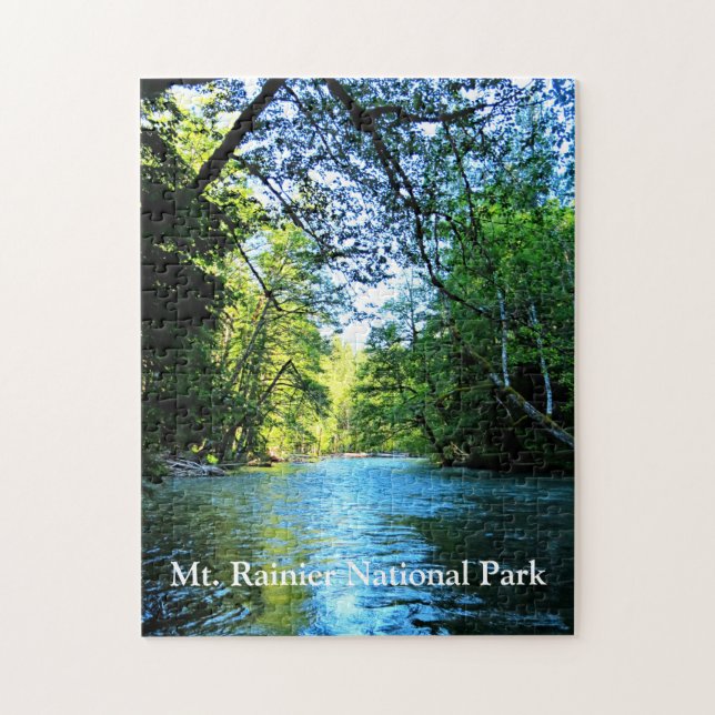 Bright Blue River Under Green Trees in Washington Puzzle (Vertikal)